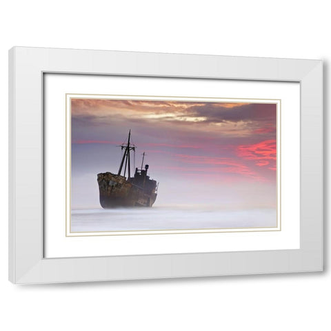 The Dark Traveler White Modern Wood Framed Art Print with Double Matting by Kaimaki, Maria