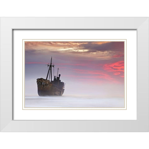 The Dark Traveler White Modern Wood Framed Art Print with Double Matting by Kaimaki, Maria