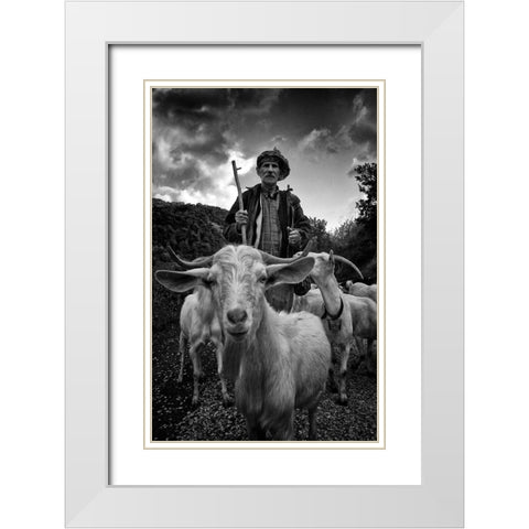 Untitled White Modern Wood Framed Art Print with Double Matting by Ozciftci, Nuri