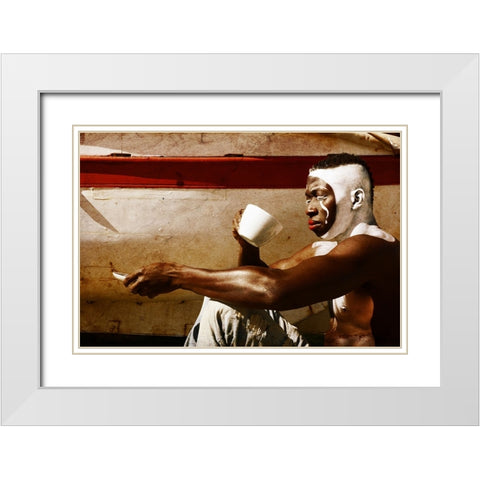 A  MimeS Breakfast White Modern Wood Framed Art Print with Double Matting by Mest, Olga