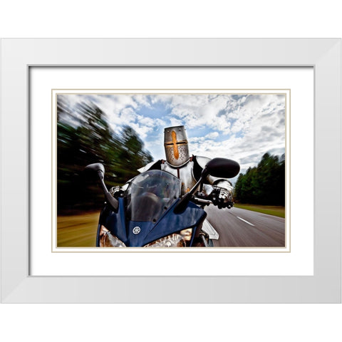 Knight Rider White Modern Wood Framed Art Print with Double Matting by Kiciak, Christophe