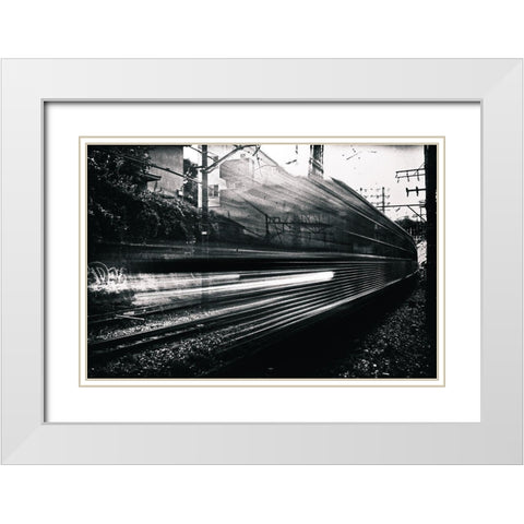 Train White Modern Wood Framed Art Print with Double Matting by Suzuki, Tatsuo