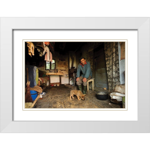Doi Baieti (Two Boys) White Modern Wood Framed Art Print with Double Matting by Dumitrescu, Vlad