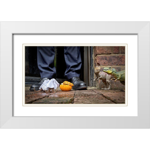 Trick Or Treat - Roary A Sid Took Waif A Stray Out Trick Or Treating As A Distraction Tactic White Modern Wood Framed Art Print with Double Matting by Brooke, Sarah