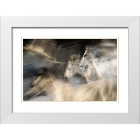 In Motion White Modern Wood Framed Art Print with Double Matting by Malovrh, Milan