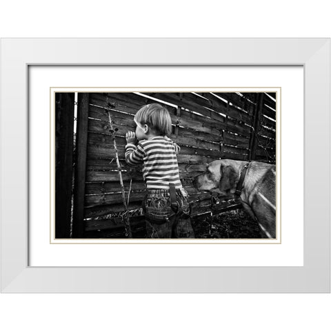 The World From Behind The Fence White Modern Wood Framed Art Print with Double Matting by Strzelecka, Monika