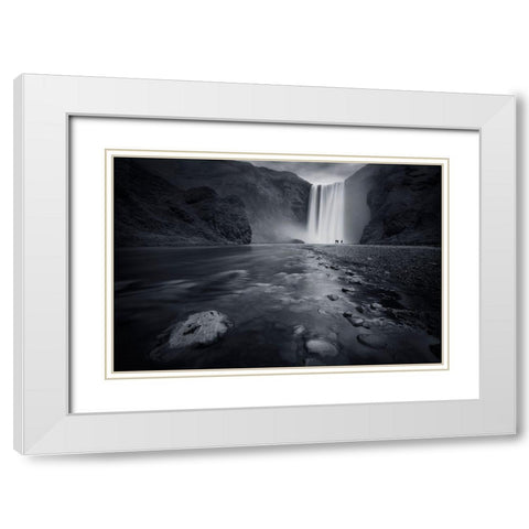 Behind The Curtain White Modern Wood Framed Art Print with Double Matting by Del Grosso, Sebastien