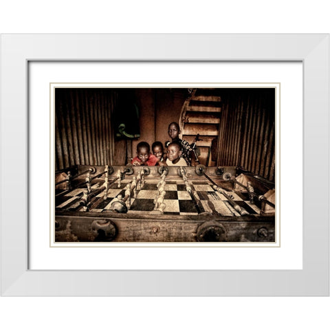 Futbolin White Modern Wood Framed Art Print with Double Matting by Vilches, Manuel