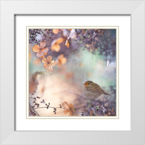 Hydrangea Fantasy White Modern Wood Framed Art Print with Double Matting by Teuni