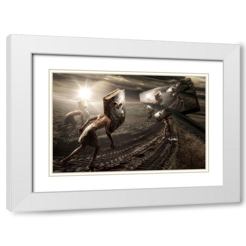 Another Brick White Modern Wood Framed Art Print with Double Matting by Kiciak, Christophe