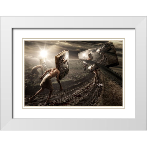 Another Brick White Modern Wood Framed Art Print with Double Matting by Kiciak, Christophe