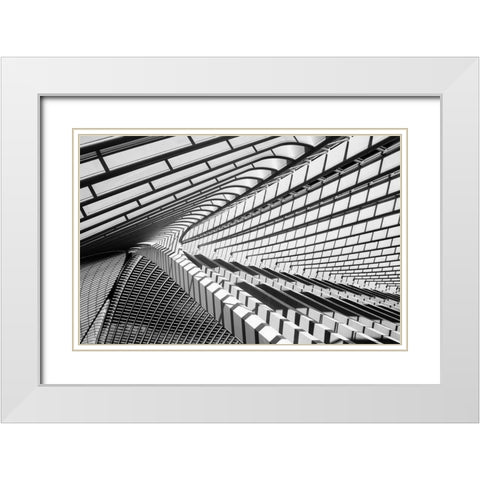 Lines In Liege White Modern Wood Framed Art Print with Double Matting by Van De, Jeroen