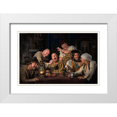 The Dentist - Homage To Caravaggio White Modern Wood Framed Art Print with Double Matting by Galon Ma, Derek