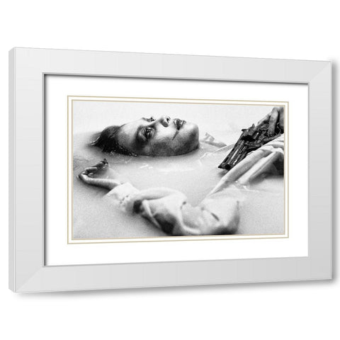Contemplate White Modern Wood Framed Art Print with Double Matting by Holloway, Sue