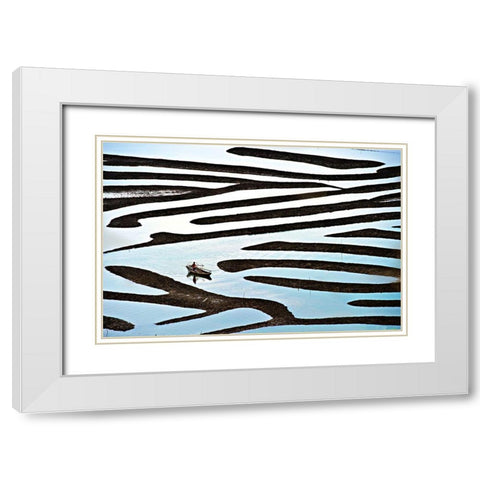 Labyrinth White Modern Wood Framed Art Print with Double Matting by Gunawan, Lina