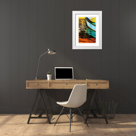 Boat   Ll White Modern Wood Framed Art Print with Double Matting by Hason, Eli
