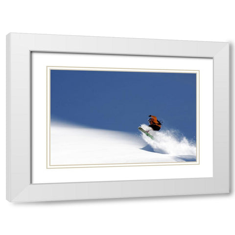 Snowboarder White Modern Wood Framed Art Print with Double Matting by Vasenev, Evgeny