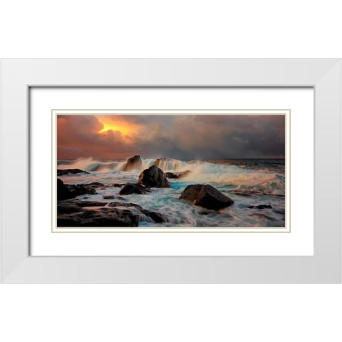 After Storm Wave White Modern Wood Framed Art Print with Double Matting by A Hveding, Bjorn
