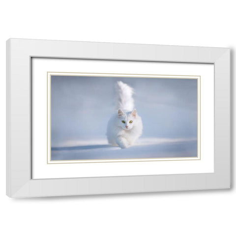 Yellow Eyes White Modern Wood Framed Art Print with Double Matting by Prexus, Esmee