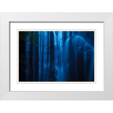 Sycamine Falls White Modern Wood Framed Art Print with Double Matting by Fujii, Tsuneya