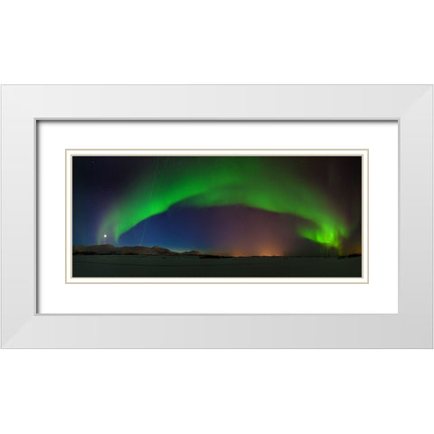 Northern Lights White Modern Wood Framed Art Print with Double Matting by Samuelsen, Roy