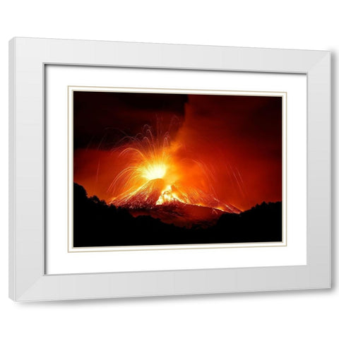Monte Etna White Modern Wood Framed Art Print with Double Matting by Parasole, Nicolo