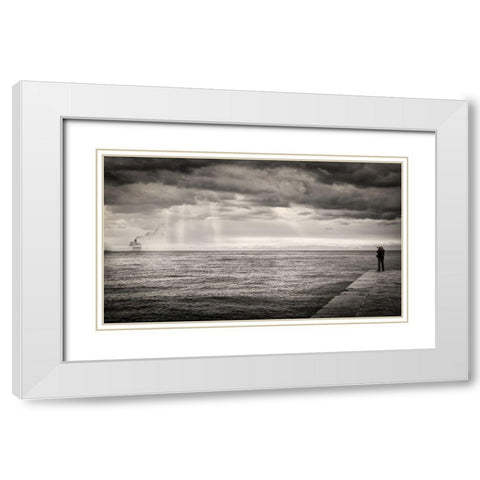 The Photographer And The Sea White Modern Wood Framed Art Print with Double Matting by Guarino, Vito