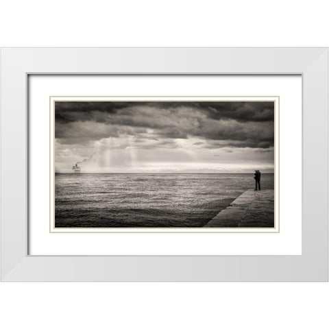 The Photographer And The Sea White Modern Wood Framed Art Print with Double Matting by Guarino, Vito