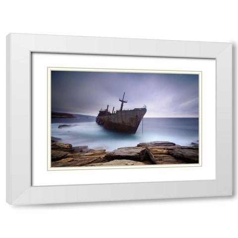 Semiramis White Modern Wood Framed Art Print with Double Matting by Kaimaki, Maria