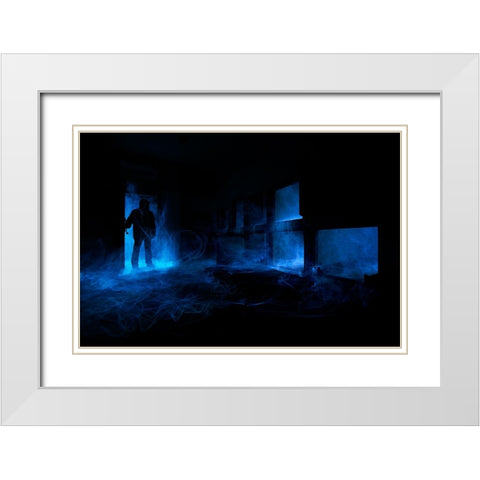 Arctic Wave White Modern Wood Framed Art Print with Double Matting by Del Grosso, Sebastien