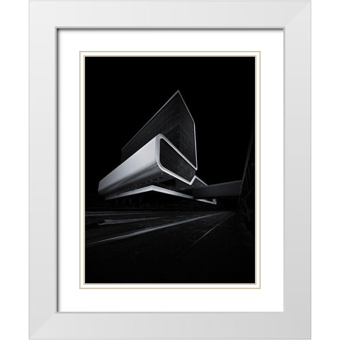 Speeding Through Darkness White Modern Wood Framed Art Print with Double Matting by Van Den, Mathijs