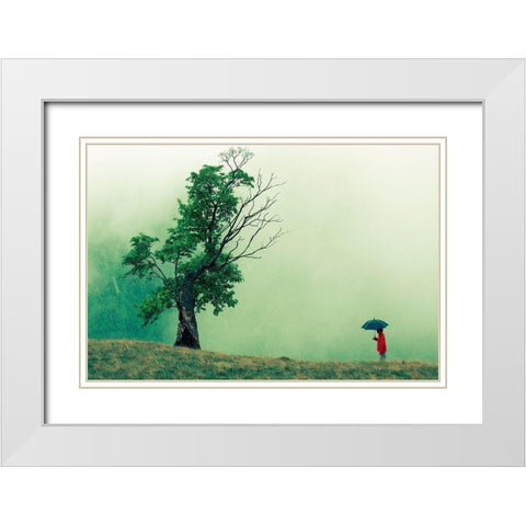Strange Dialog White Modern Wood Framed Art Print with Double Matting by Vidis, Sorin