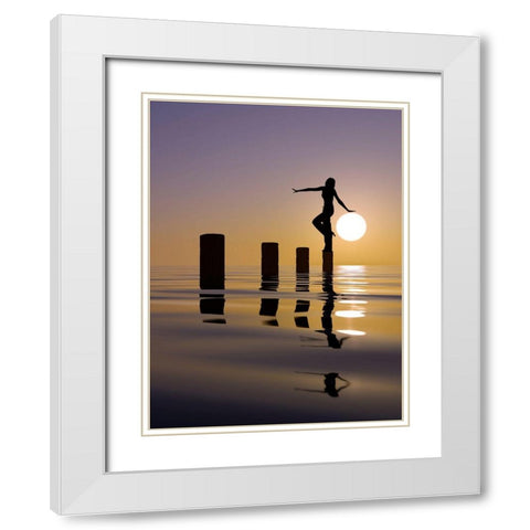 Touch My Sun White Modern Wood Framed Art Print with Double Matting by Celikel, Mustafa