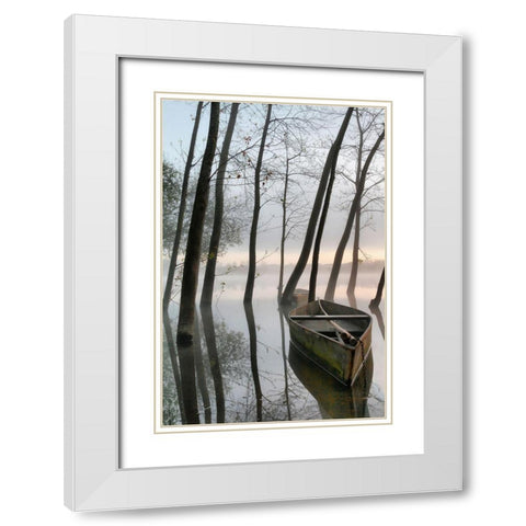 Serene Dawn White Modern Wood Framed Art Print with Double Matting by David, Rui