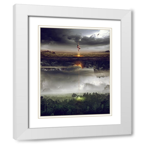 Save The World White Modern Wood Framed Art Print with Double Matting by Heri, Mas