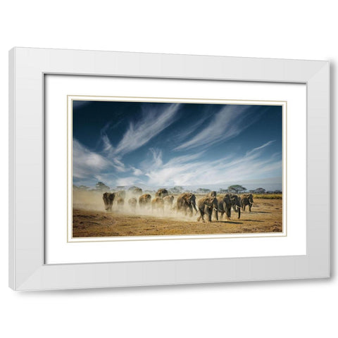 A Very Long Thinking White Modern Wood Framed Art Print with Double Matting by Guillemot, Mathilde