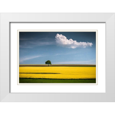 The Tree And The Cloud White Modern Wood Framed Art Print with Double Matting by Wonisch, Andreas