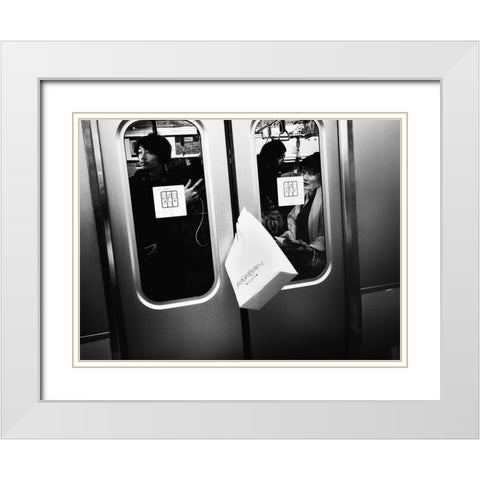 Untitled White Modern Wood Framed Art Print with Double Matting by Suzuki, Tatsuo