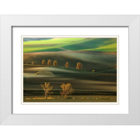 Ten... White Modern Wood Framed Art Print with Double Matting by Browko, Krzysztof