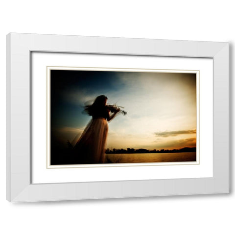 Sweet Violin White Modern Wood Framed Art Print with Double Matting by Vidis, Sorin