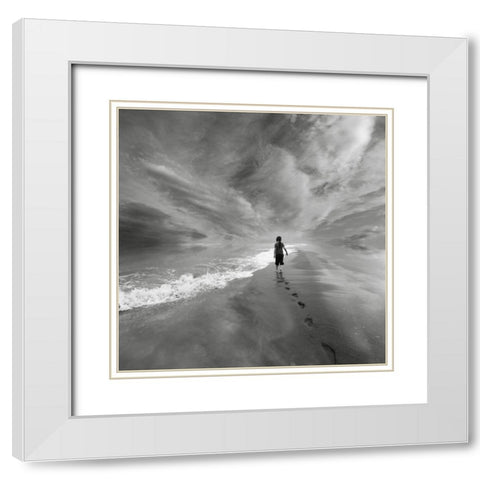Limitless White Modern Wood Framed Art Print with Double Matting by Barbu, Floriana