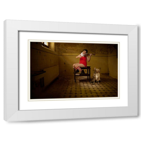 The Violinist White Modern Wood Framed Art Print with Double Matting by von Diepenbroek, Christine