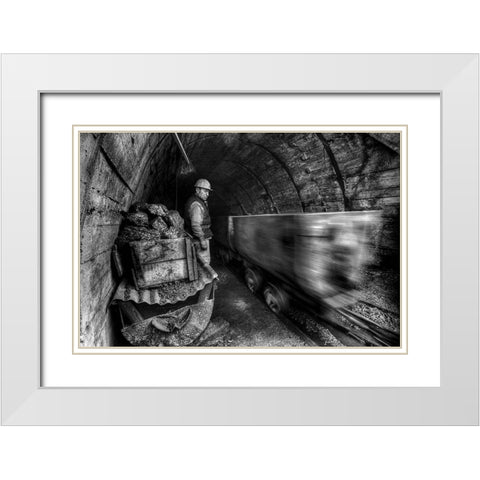 Coal Mine White Modern Wood Framed Art Print with Double Matting by Basa, Emine