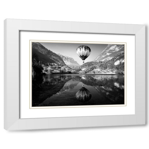 La Mongolfiera White Modern Wood Framed Art Print with Double Matting by Auf Dem, Andrea