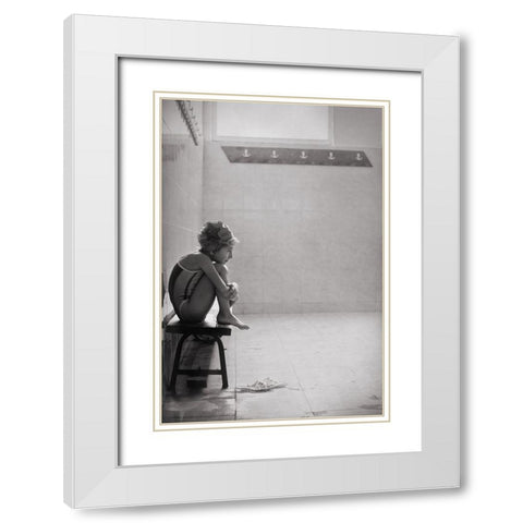 The Little Swimmer White Modern Wood Framed Art Print with Double Matting by Bekyarova, Svetlana