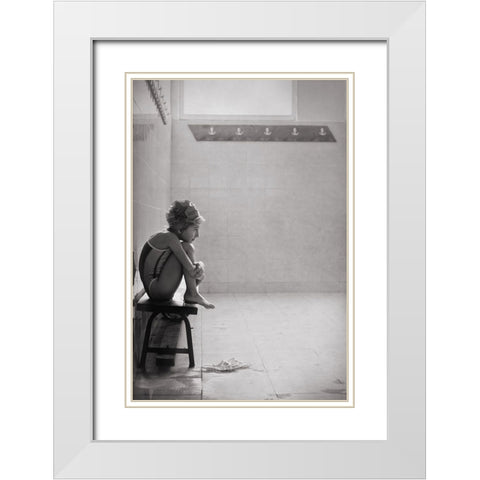 The Little Swimmer White Modern Wood Framed Art Print with Double Matting by Bekyarova, Svetlana