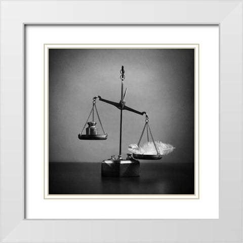 What Weights Less? White Modern Wood Framed Art Print with Double Matting by Ivanova, Victoria