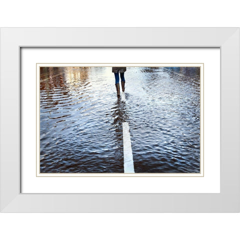 Walk The Line White Modern Wood Framed Art Print with Double Matting by Wride, Linda