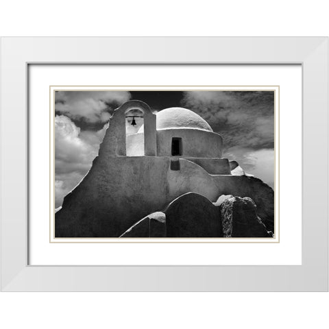 Mykonos Church White Modern Wood Framed Art Print with Double Matting by P Stein, John