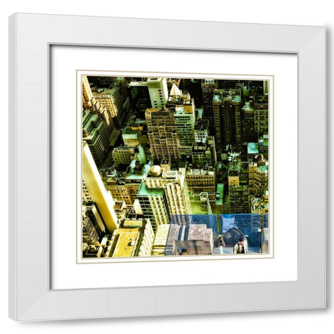 blue White Modern Wood Framed Art Print with Double Matting by Ambra